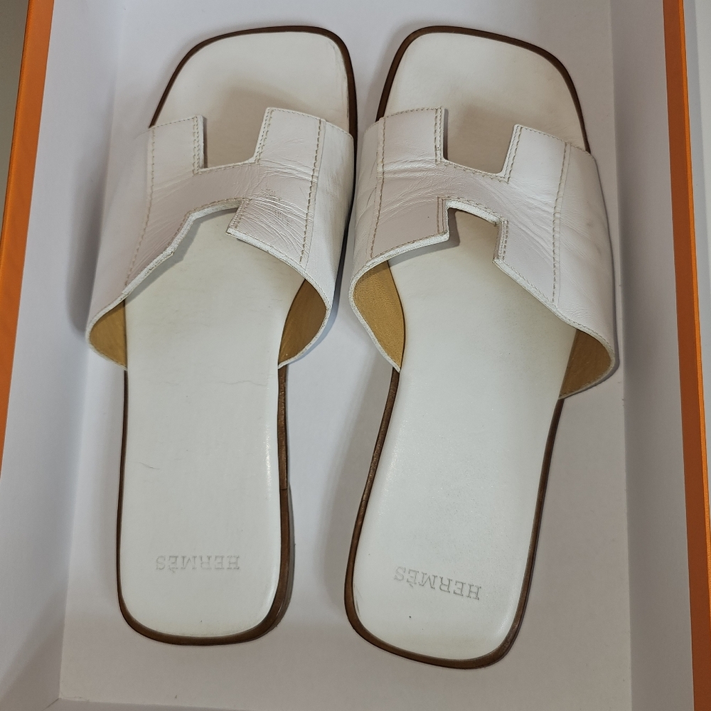 Hermes White Slide Sandals - Picture 14 of 14